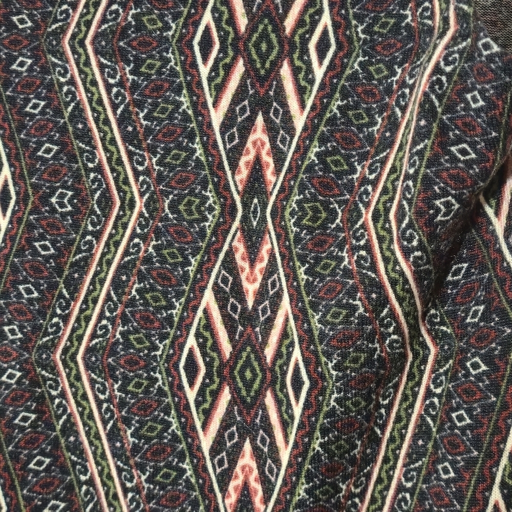 Joli Clothes XL Black Brown Geometric Tribal Knit Cap Sleeve Mini Shift Dress - Picture 8 of 13